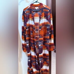 Lucky Brand Long Sleeve Cardigan - Orange, Navy, cream.